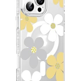Apple iPhone 16 Pro Max Floral Magsafe Kapak - Sarı-(5796)