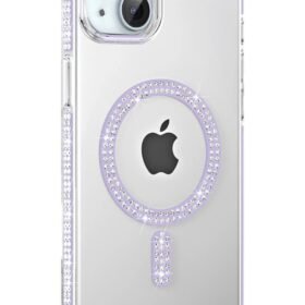 Apple iPhone 14 Move Taşlı Magsafe Kapak - Lila-(5796)