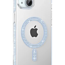 Apple iPhone 14 Move Taşlı Magsafe Kapak - Mavi-(5796)