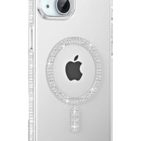 Apple iPhone 14 Move Taşlı Magsafe Kapak - Natural Grey-(5796)