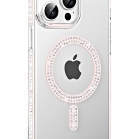 Apple iPhone 15 Pro Move Taşlı Magsafe Kapak - Gümüş-(5796)