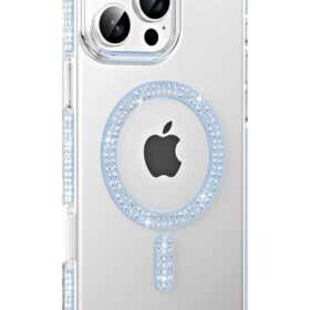 Apple iPhone 16 Pro Max Move Taşlı Magsafe Kapak - Mavi-(5796)