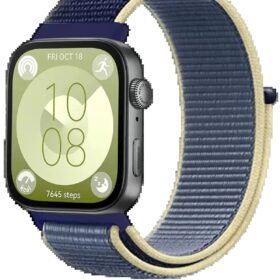 Huawei Fit 4 Hasırlı Cırtcırtlı Kordon - Sarı-Lacivert-(5796)