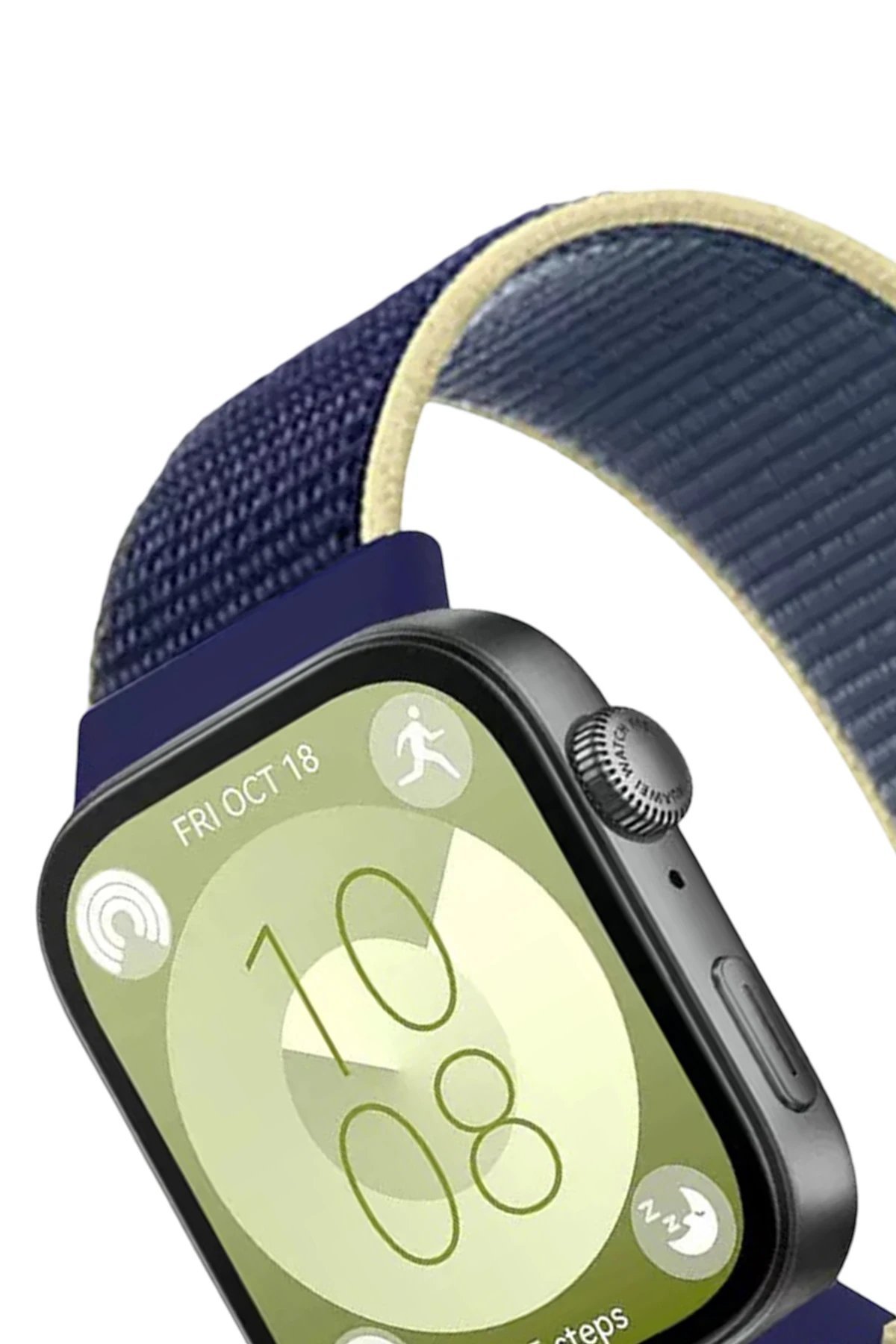 Huawei Fit 4 Hasırlı Cırtcırtlı Kordon - Sarı-Lacivert-(5796) - Görsel 2