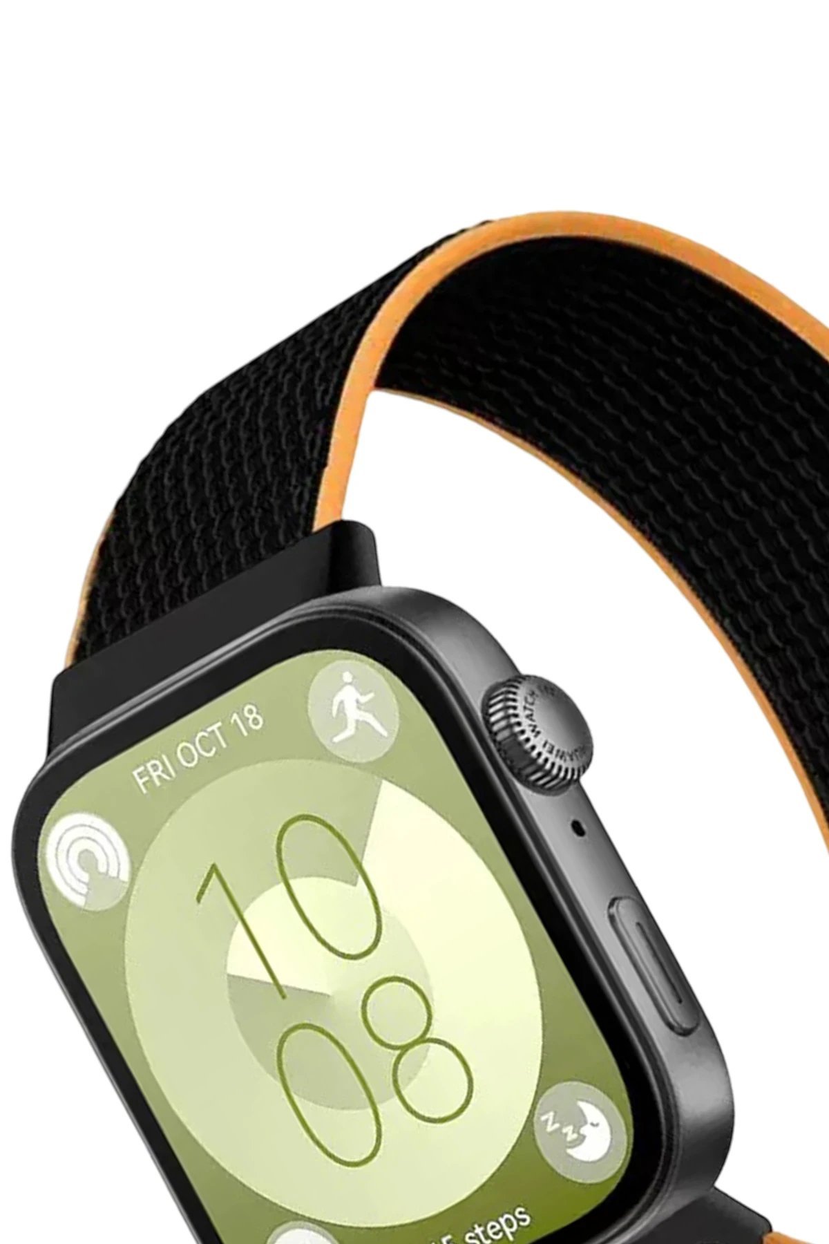 Huawei Fit 4 Hasırlı Cırtcırtlı Kordon - Siyah-Turuncu-(5796) - Görsel 2