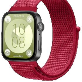 Huawei Fit 4 Hasırlı Cırtcırtlı Kordon - Kırmızı-(5796)