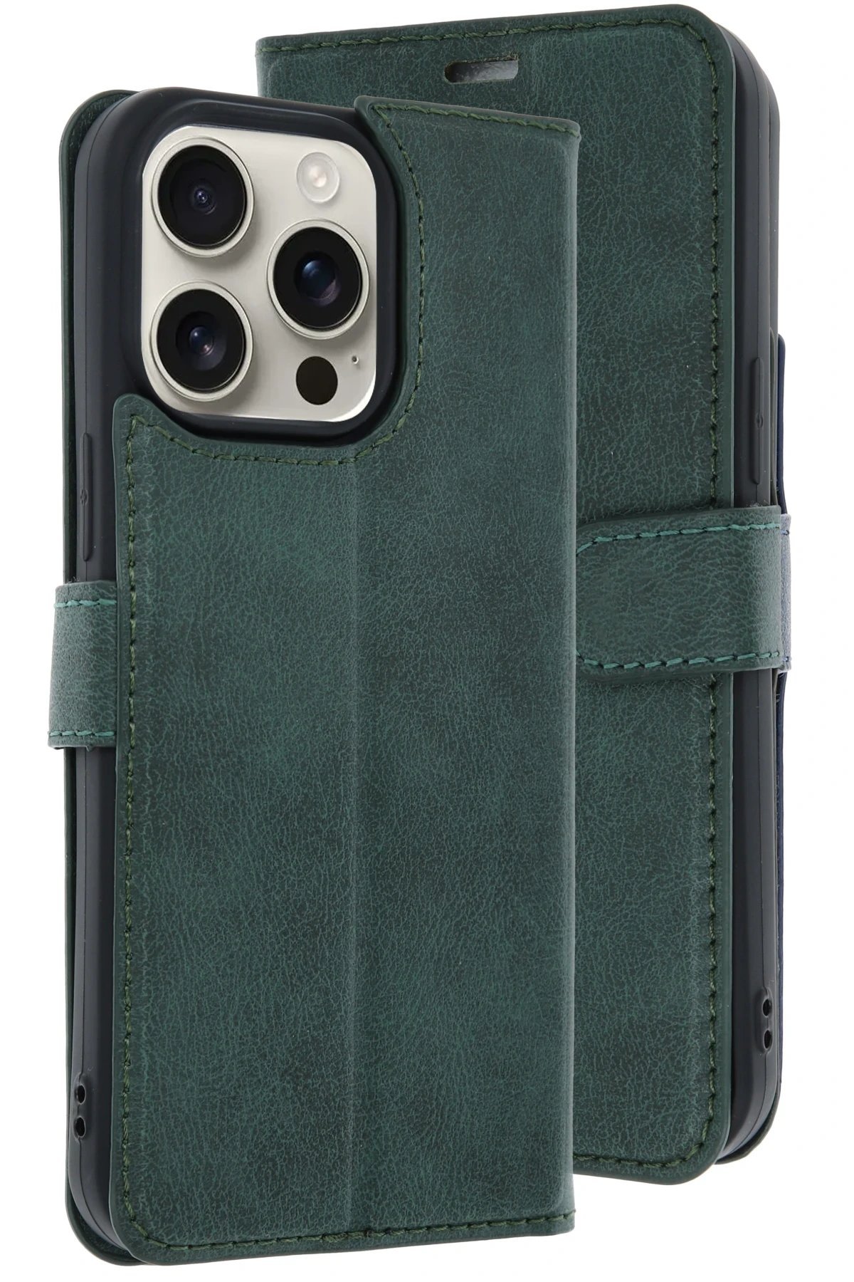 iPhone 15 Pro Max Kılıf Trend S Plus Kapaklı Kılıf - Koyu Yeşil-(5796) - Görsel 3
