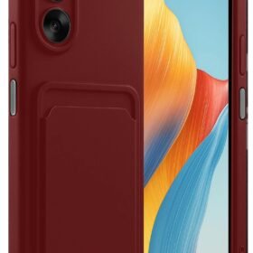 Oppo A38 Kılıf Kelvin Kartvizitli Silikon - Bordo-(5796)