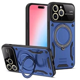 iPhone 15 Pro Joy Lens Standlı Kapak - Lacivert-(5796)