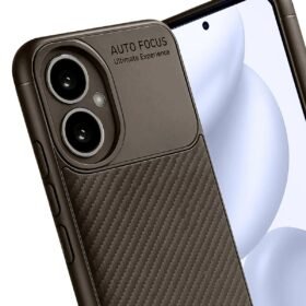 Honor 400 Kılıf Auto Focus Karbon Kapak - Kahverengi-(5796)