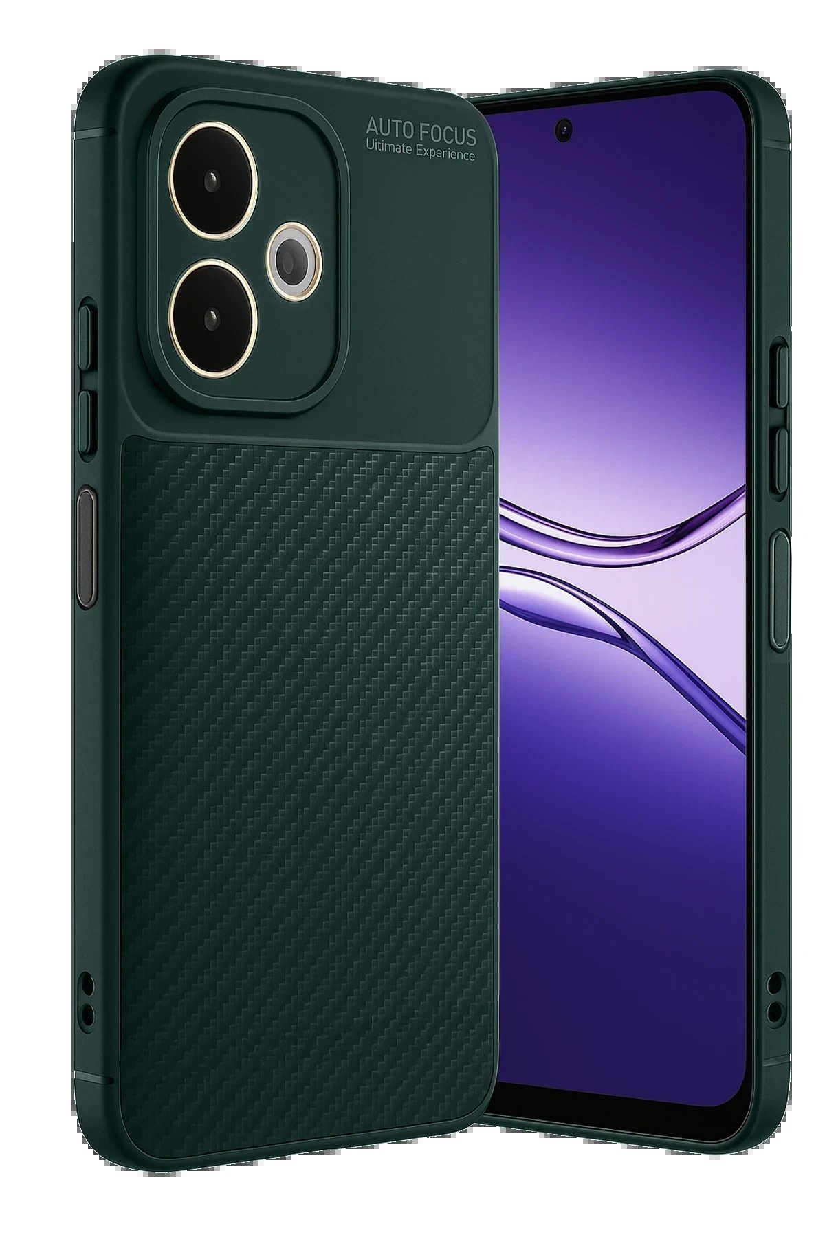 Oppo A5 Pro 4G Kılıf Auto Focus Karbon Kapak - Koyu Yeşil-(5796) - Görsel 2