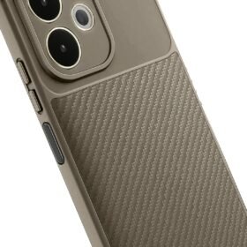 Oppo A5 Pro 4G Kılıf Auto Focus Karbon Kapak - Kahverengi-(5796)