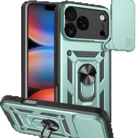 Apple iPhone 17 Pro Max Pars Lens Yüzüklü Silikon - Yeşil-(5796)