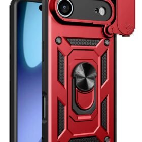 Apple iPhone 17 Air Pars Lens Yüzüklü Silikon - Kırmızı-(5796)