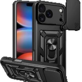 Apple iPhone 17 Pro Pars Lens Yüzüklü Silikon - Siyah-(5796)