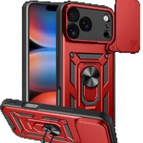 Apple iPhone 17 Pro Pars Lens Yüzüklü Silikon - Kırmızı-(5796)