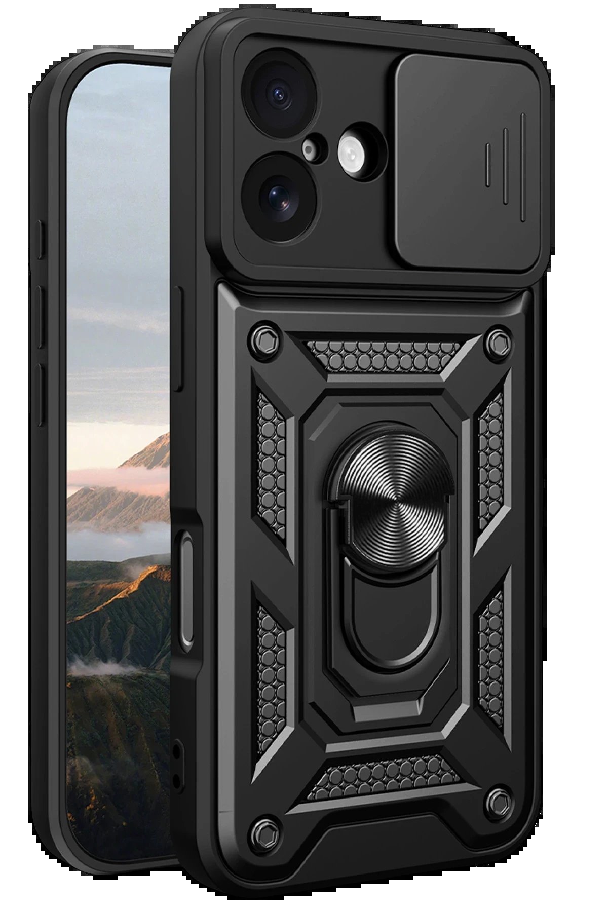 Apple iPhone 17 Pars Lens Yüzüklü Silikon - Siyah-(5796) - Görsel 2