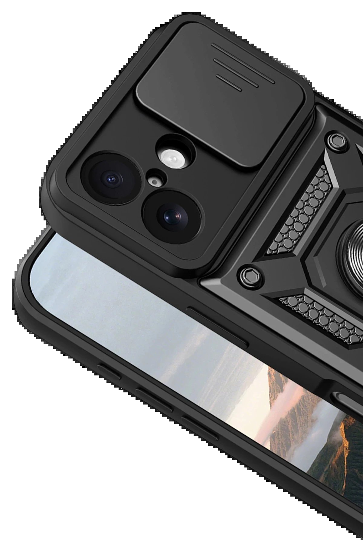 Apple iPhone 17 Pars Lens Yüzüklü Silikon - Siyah-(5796) - Görsel 3