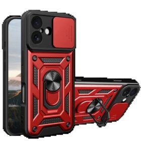 Apple iPhone 17 Pars Lens Yüzüklü Silikon - Kırmızı-(5796)