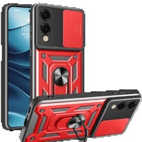 Samsung Galaxy S25 Edge Pars Lens Yüzüklü Silikon - Kırmızı-(5796)