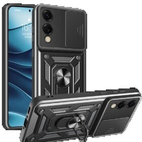 Samsung Galaxy S25 Edge Pars Lens Yüzüklü Silikon - Siyah-(5796)