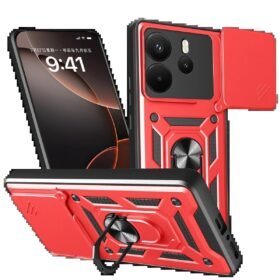 Xiaomi Redmi Note 14 4G Pars Lens Yüzüklü Silikon - Kırmızı-(5796)