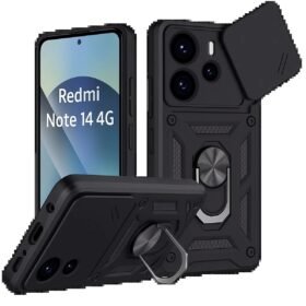 Xiaomi Redmi Note 14 4G Pars Lens Yüzüklü Silikon - Siyah-(5796)