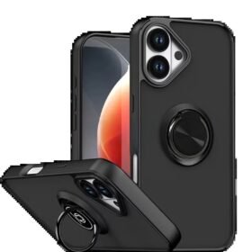 Apple iPhone 17 Montreal Yüzüklü Silikon Kapak - Siyah-(5796)