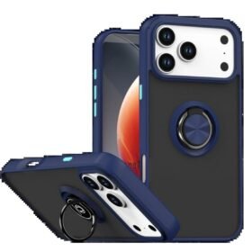 Apple iPhone 17 Pro Montreal Yüzüklü Silikon Kapak - Lacivert-(5796)