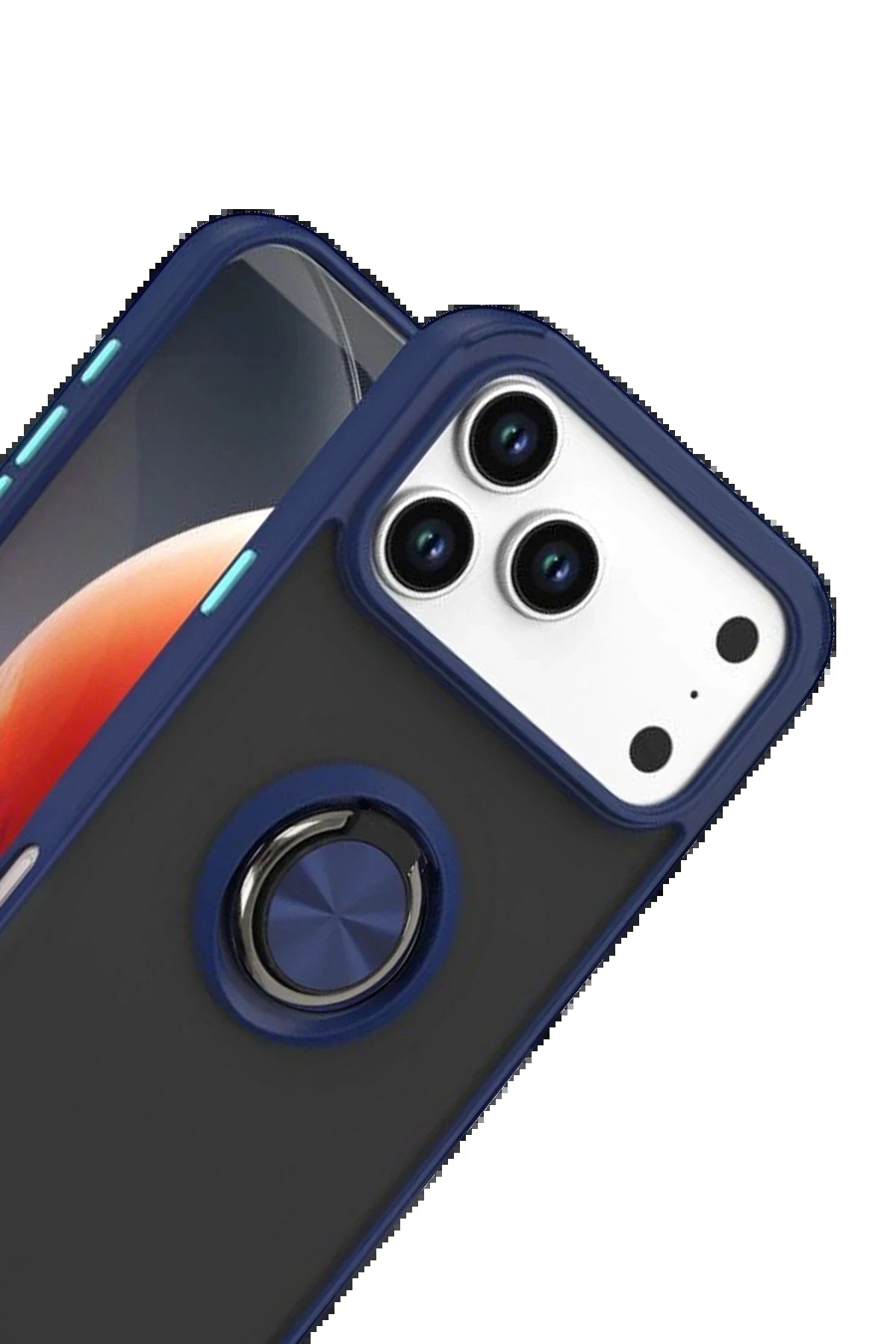 Apple iPhone 17 Pro Montreal Yüzüklü Silikon Kapak - Lacivert-(5796) - Görsel 2