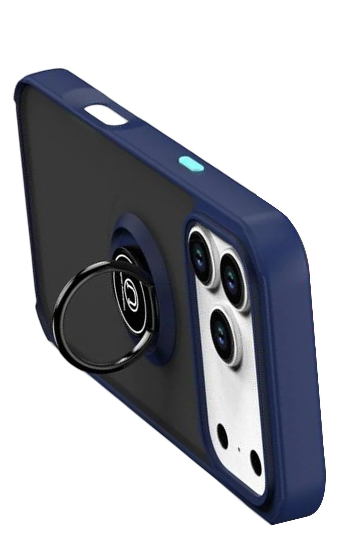 Apple iPhone 17 Pro Montreal Yüzüklü Silikon Kapak - Lacivert-(5796) - Görsel 3