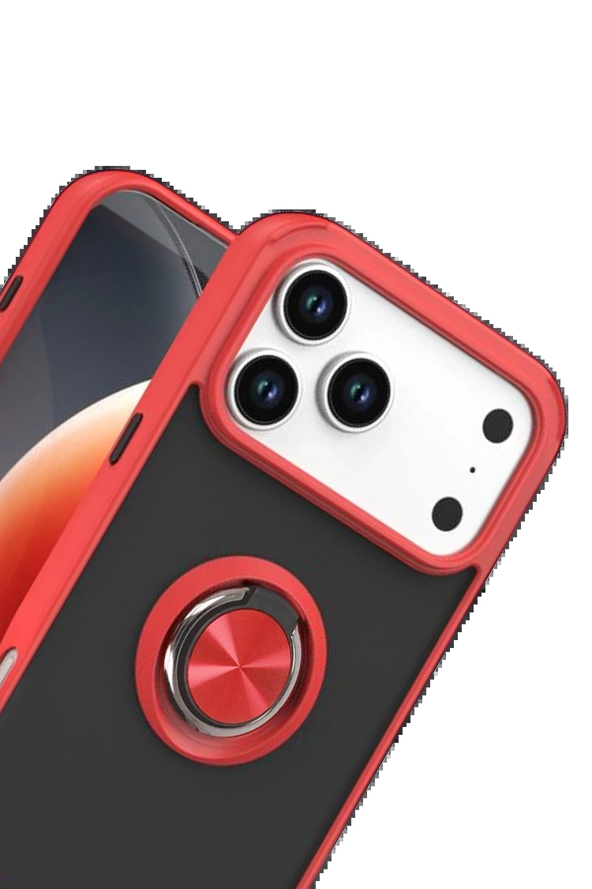 Apple iPhone 17 Pro Max Montreal Yüzüklü Silikon Kapak - Kırmızı-(5796) - Görsel 2