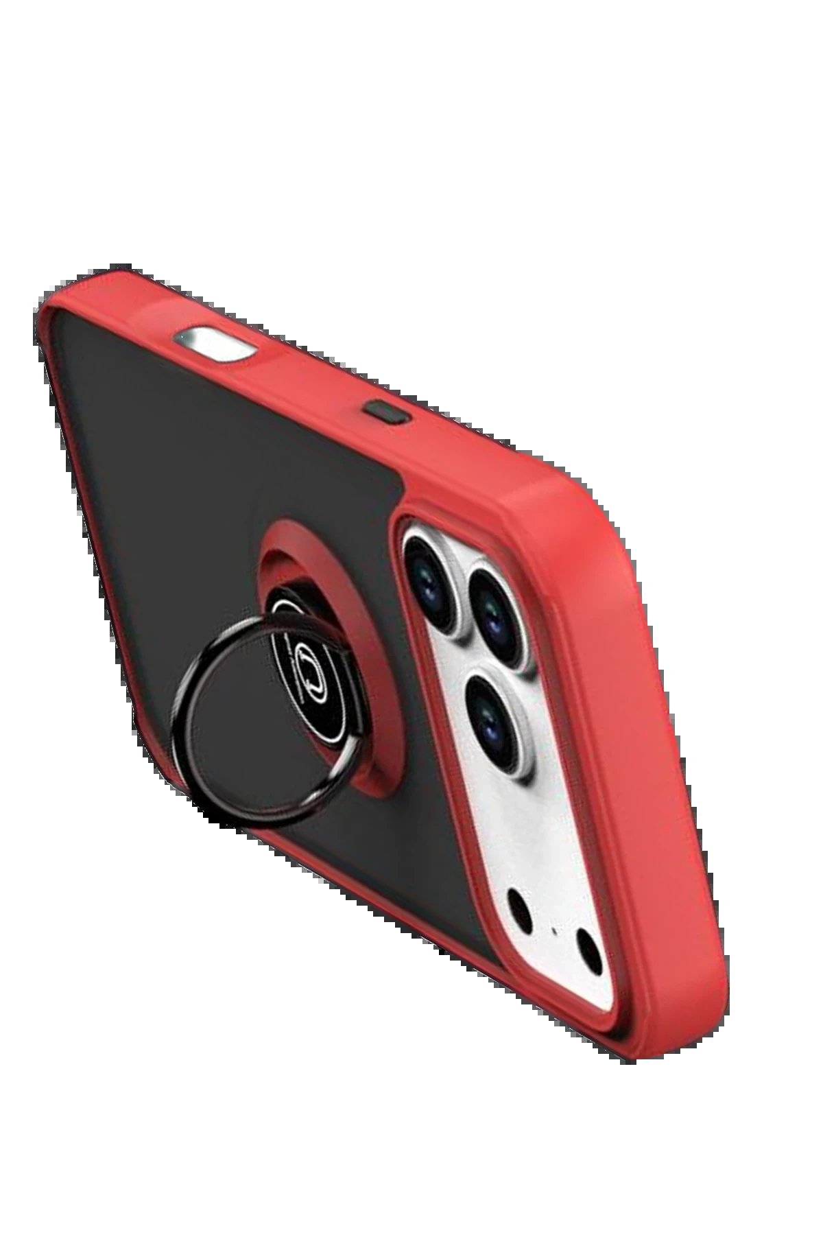 Apple iPhone 17 Pro Max Montreal Yüzüklü Silikon Kapak - Kırmızı-(5796) - Görsel 3