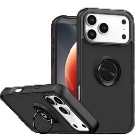 Apple iPhone 17 Pro Max Montreal Yüzüklü Silikon Kapak - Siyah-(5796)