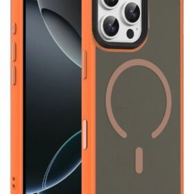 Apple iPhone 16 Pro Max Megane Magsafe Kapak - Turuncu-(5796)
