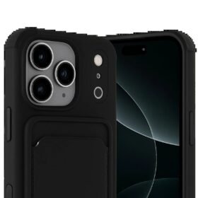 Apple iPhone 17 Pro Kelvin Kartvizitli Silikon - Siyah-(5796)