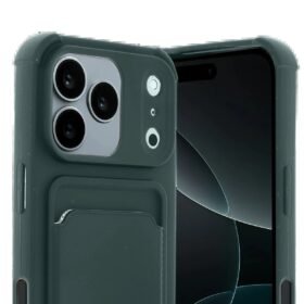 Apple iPhone 17 Pro Kelvin Kartvizitli Silikon - Koyu Yeşil-(5796)