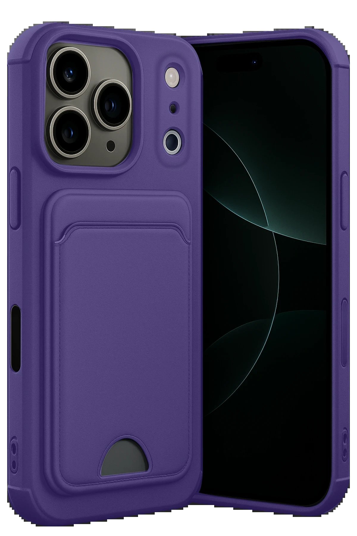 Apple iPhone 17 Pro Kelvin Kartvizitli Silikon - Derin Mor-(5796)