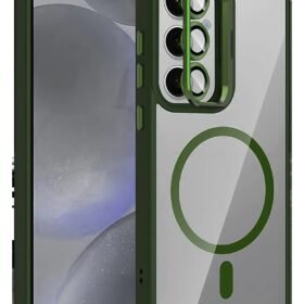 Samsung Galaxy S25 Remim Lensli Magsafe Standlı Kapak - Koyu Yeşil-(5796)