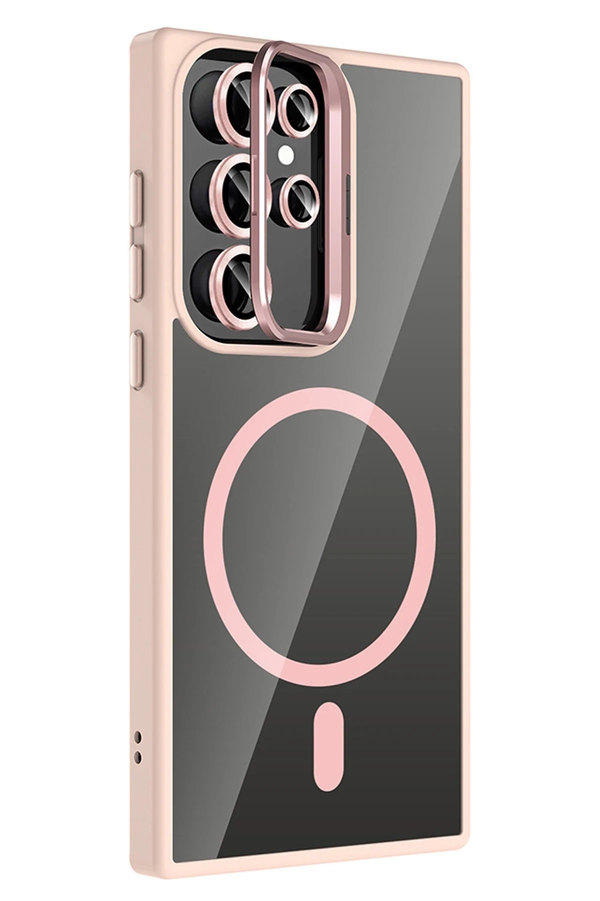 Samsung Galaxy S25 Ultra Remim Lensli Magsafe Standlı Kapak - Pembe-(5796) - Görsel 2