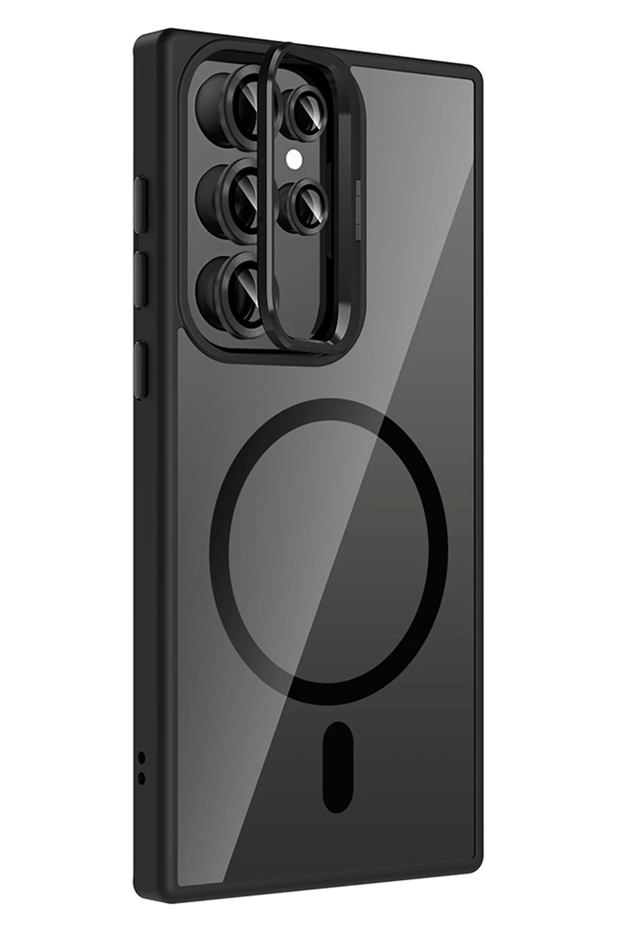 Samsung Galaxy S25 Ultra Remim Lensli Magsafe Standlı Kapak - Siyah-(5796) - Görsel 2