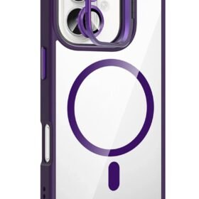 Apple iPhone 17 Remim Lensli Magsafe Standlı Kapak - Derin Mor-(5796)