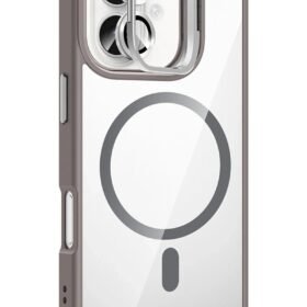 Apple iPhone 16 Remim Lensli Magsafe Standlı Kapak - Titan Gri-(5796)