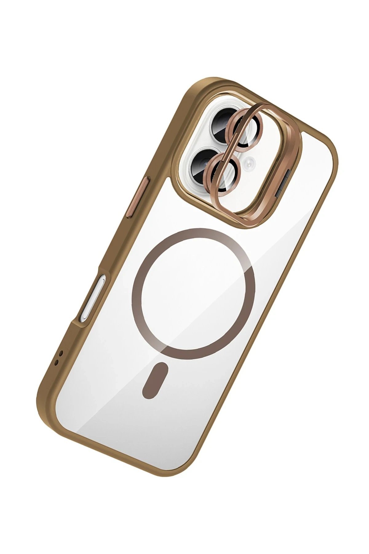 Apple iPhone 16 Plus Remim Lensli Magsafe Standlı Kapak - Kahverengi-(5796) - Görsel 2