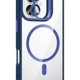 Apple iPhone 16 Plus Remim Lensli Magsafe Standlı Kapak - Lacivert-(5796)