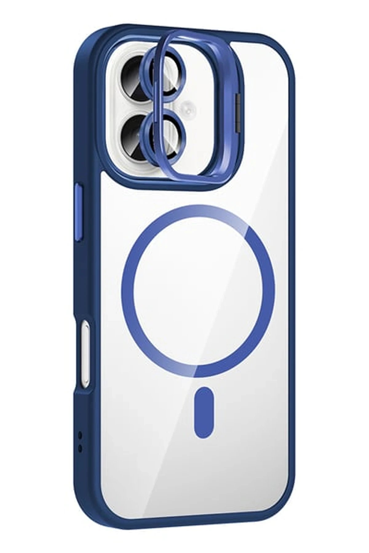 Apple iPhone 16 Plus Remim Lensli Magsafe Standlı Kapak - Lacivert-(5796)
