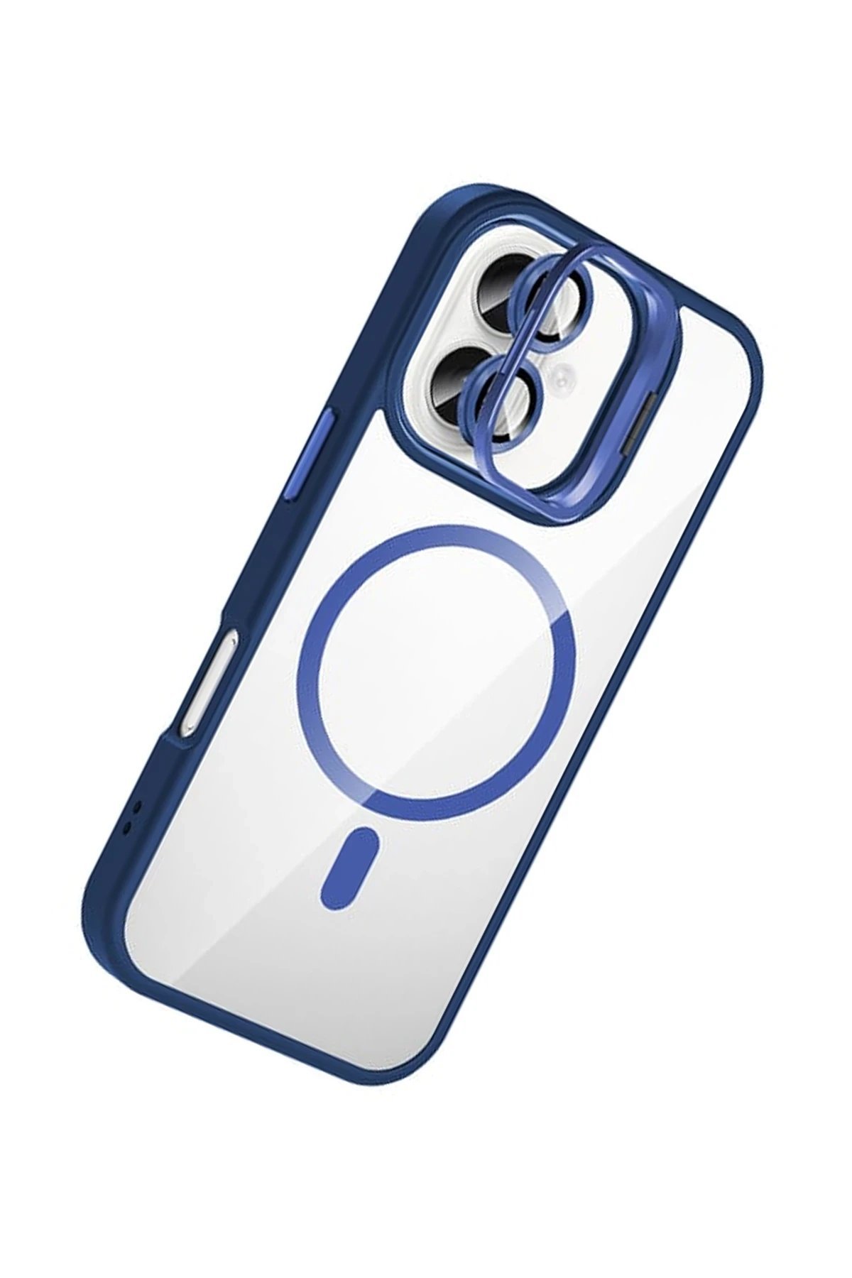 Apple iPhone 16 Plus Remim Lensli Magsafe Standlı Kapak - Lacivert-(5796) - Görsel 2