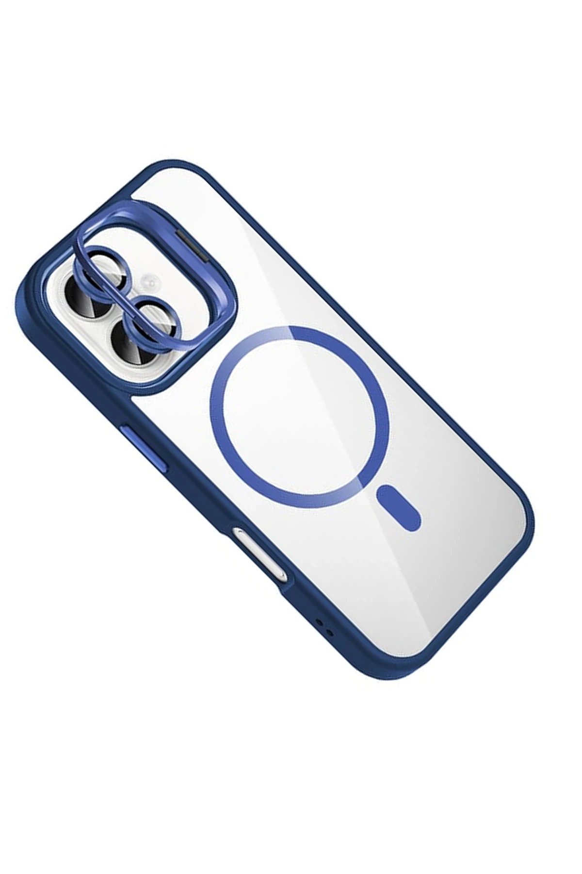 Apple iPhone 16 Plus Remim Lensli Magsafe Standlı Kapak - Lacivert-(5796) - Görsel 3