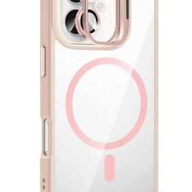 Apple iPhone 16 Plus Remim Lensli Magsafe Standlı Kapak - Pembe-(5796)