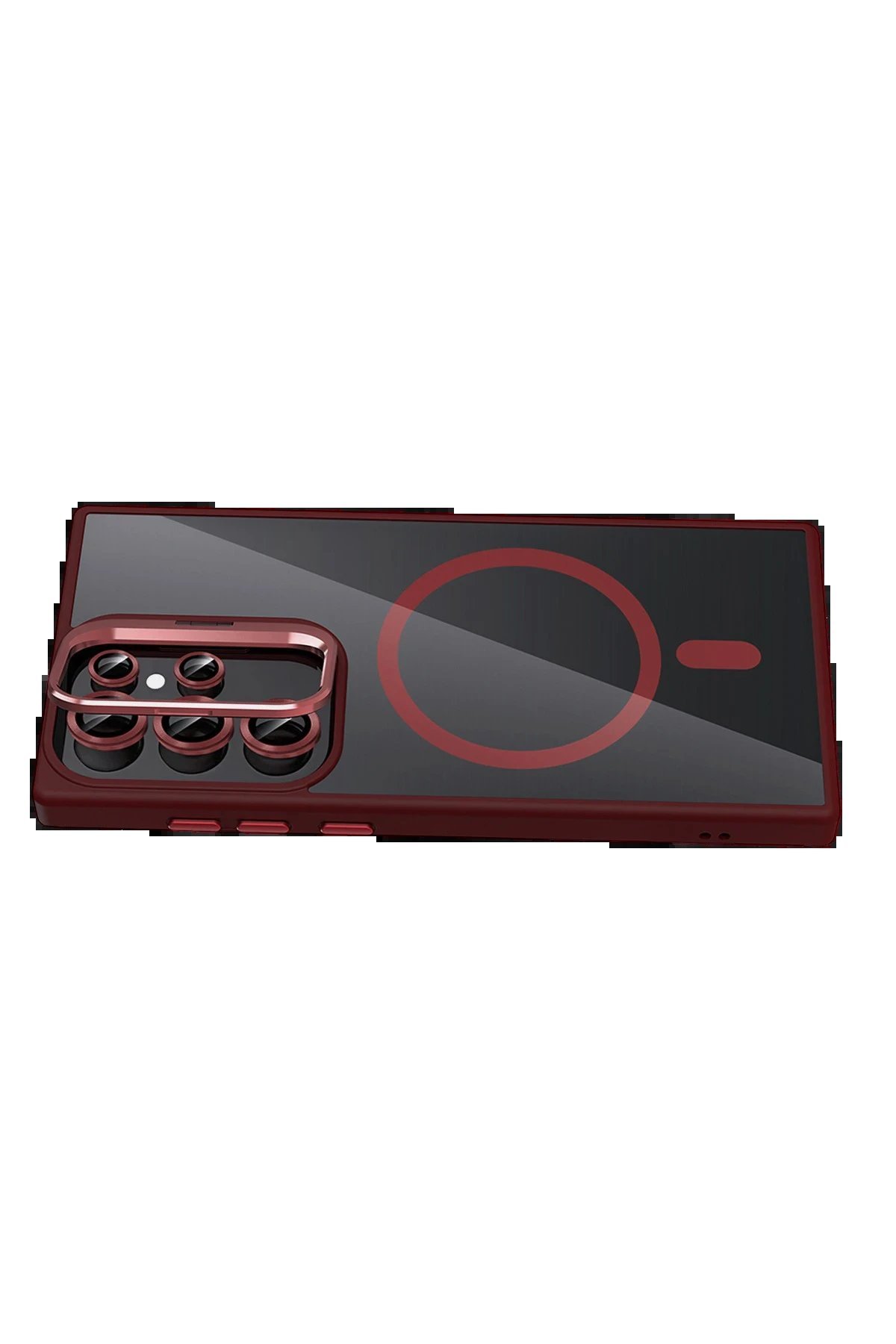 Samsung Galaxy S24 Ultra Remim Lensli Magsafe Standlı Kapak - Bordo-(5796) - Görsel 3